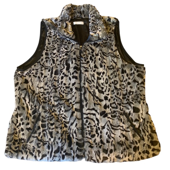 Coldwater Creek Jackets & Blazers - Coldwater Creek Faux Fur Vest Animal Print Size 2X